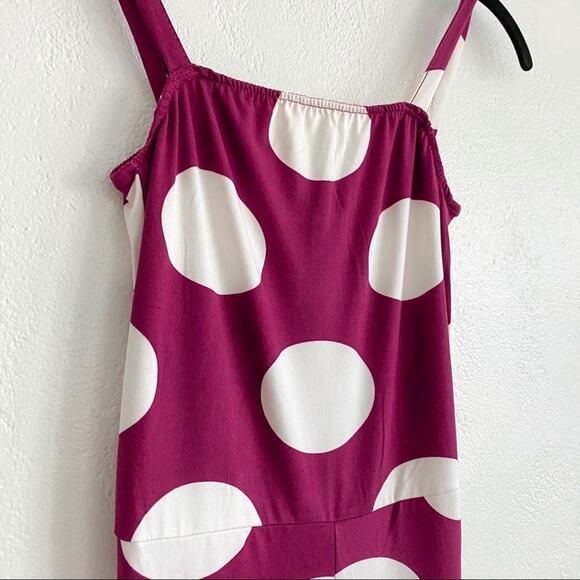 Capella Burgundy Polka Dot Cropped Leg Jumpsuit Size Medium - Picture 5 of 10